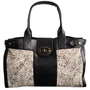 Fossil Vintage Black and White Animal Print Women's Tote Bag EUC 0666